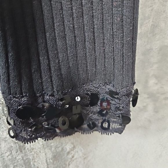 WR Women's Silk Blend Rib Black Cardigan Embellished Sz Lg NWOT - Picture 7 of 11